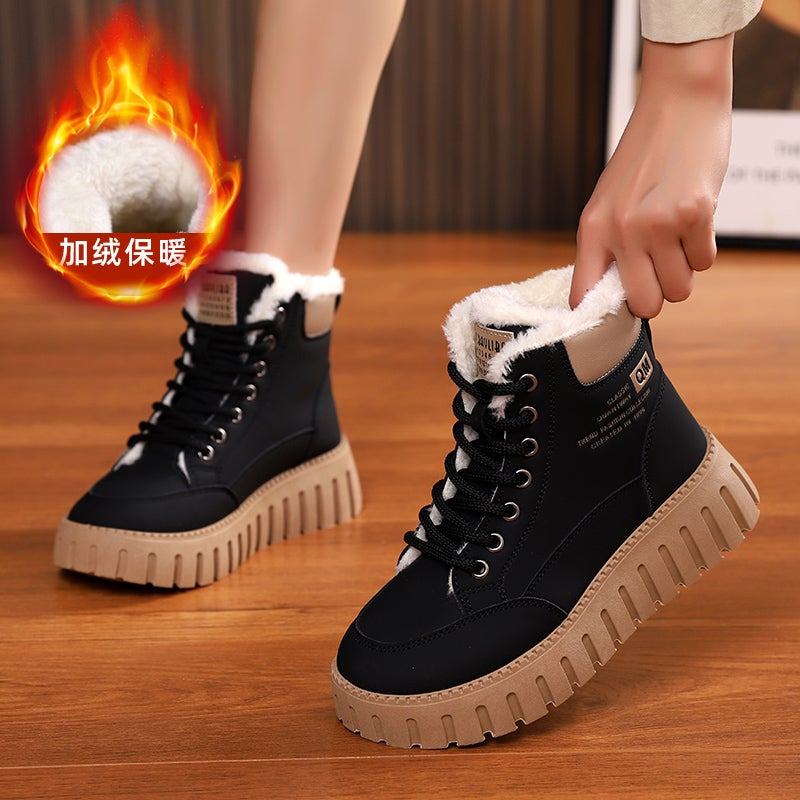 Northeast Large Cotton Shoes Women'S Winter Velvet Thickeneded Cotton Boots Warm High-Top Women'S Shoes Snow Boots 34 - Image 4